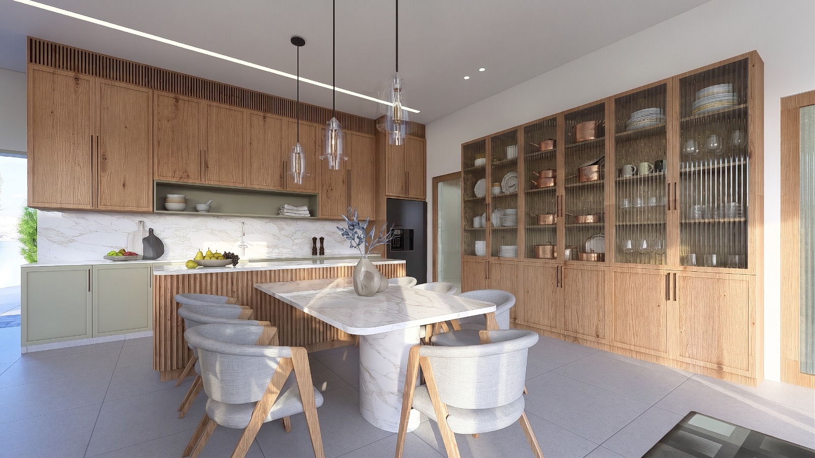 A.M. Interior Project — kitchen with marble dining, Beqaa