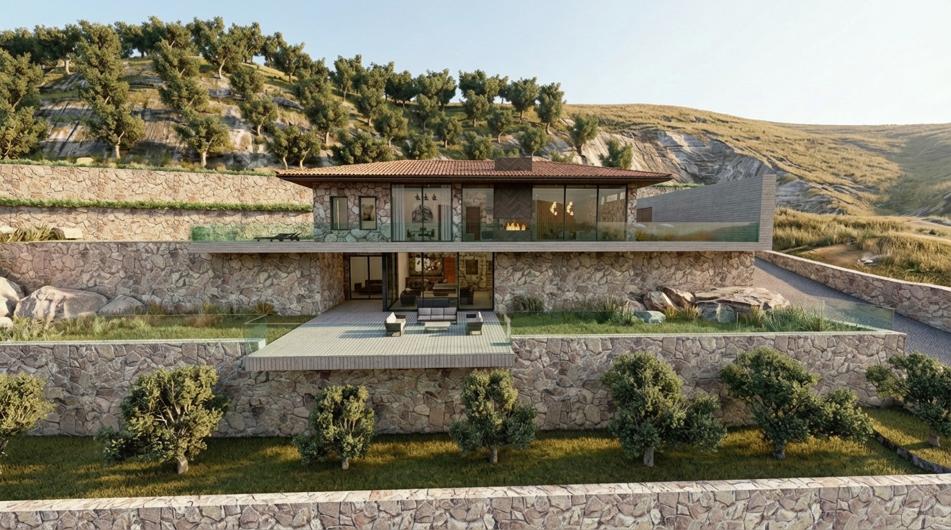 The Olive Cottage — terraced stone house among olive groves, West Beqaa