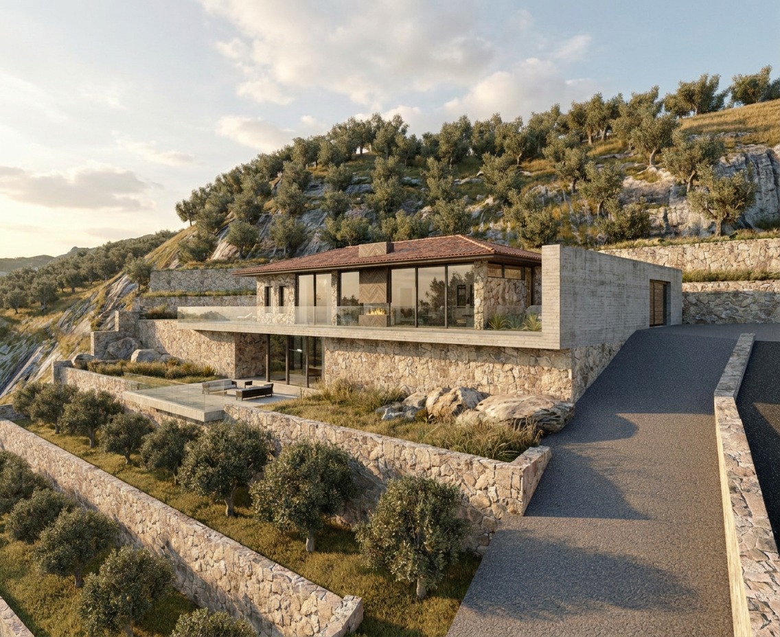 The Olive Cottage — hillside approach, West Beqaa